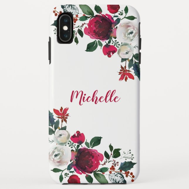 Coques Case-Mate iPhone Aquarelle Bourgogne Peony Rose Nom floral (Dos)