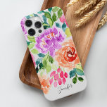 Coque Case-Mate iPhone Aquarelle brillante peinte à la main Floral<br><div class="desc">Peint à la main Aquarelle claire motif floral design personnalisé.</div>