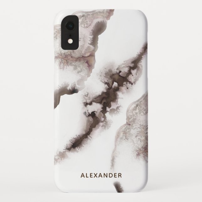 Coques Case-Mate iPhone Aquarelle Burt Hué Ombre Marbre Monogramme (Dos)
