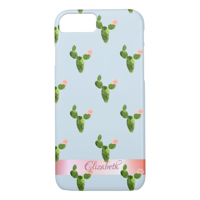 Coques Case-Mate iPhone Aquarelle Cactus, Bande - Personnalisée (Dos)