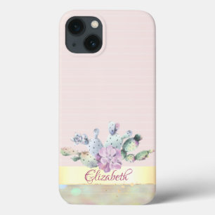 Case-Mate iPhone Case Aquarelle Cactus, Fleur Succulente Gris Rose