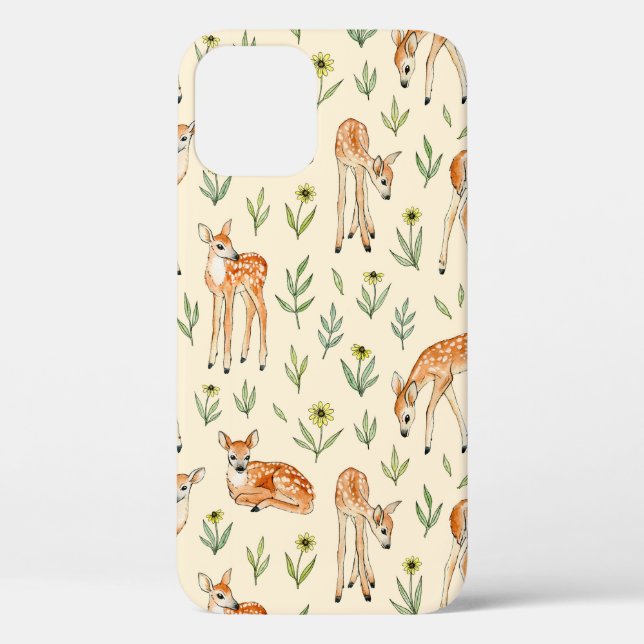 Coques Case-Mate iPhone Aquarelle cerf mignon avec fleurs sauvages sans so (Verso)