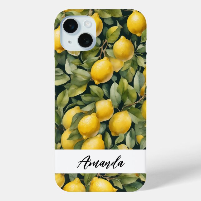 Coques Case-Mate iPhone Aquarelle Citron Motif (Verso)