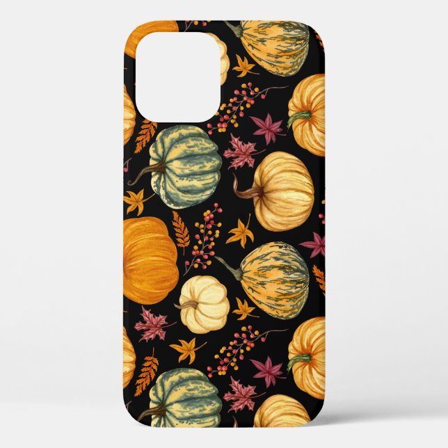 Coques Case-Mate iPhone Aquarelle Citrouilles : Automne Motif sans couture (Verso)