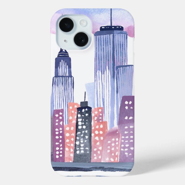 Coques Case-Mate iPhone Aquarelle Cityscape (Verso)