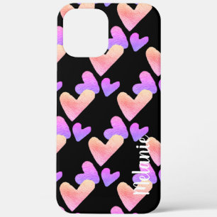 Case-Mate iPhone Case Aquarelle Coeurs violet rose gras monogramme