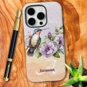 Coque iPhone 16 Pro Aquarelle colorée de colibri Personnalisé 