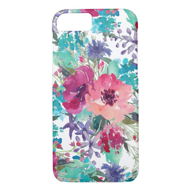 Coques Case-Mate iPhone Aquarelle colorée Motif floral (Dos)