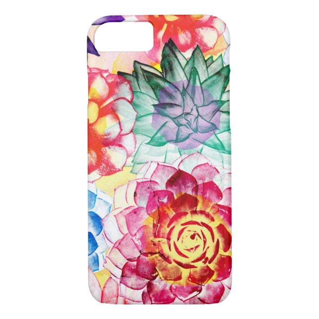 Coques Case-Mate iPhone Aquarelle colorée Succulente Plante Artsy (Dos)