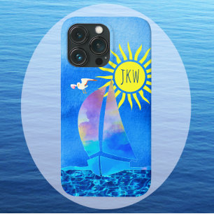Case-Mate iPhone Case Aquarelle colorée Voilier Sun Seagull Vagues