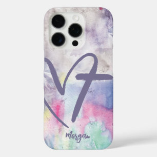 Coque iPhone 16 Pro Aquarelle couleur croix du coeur
