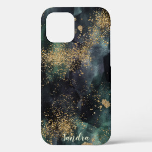 Case-Mate iPhone Case Aquarelle couleur vert foncé Ombre et or personna