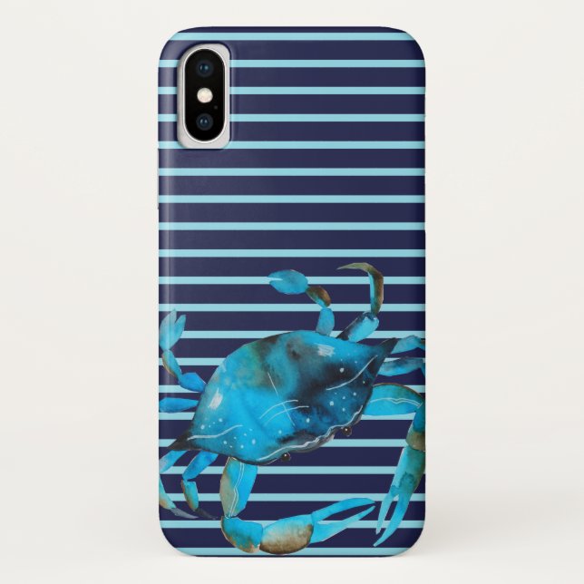 Coques Case-Mate iPhone Aquarelle Crabe Bande Nautique Été (Dos)