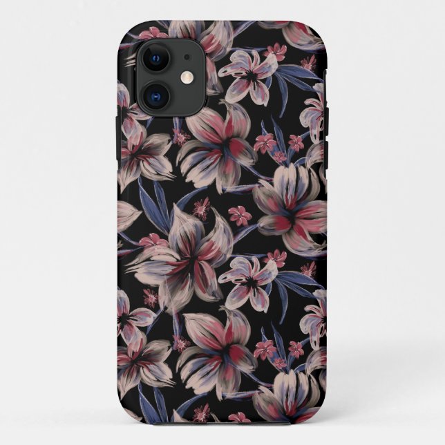 Coques Case-Mate iPhone Aquarelle Crimson sur noir (Dos)