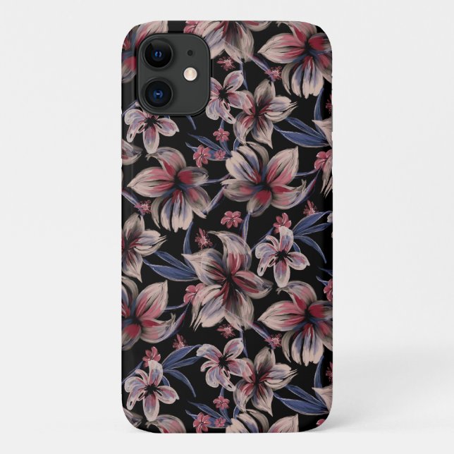 Coques Case-Mate iPhone Aquarelle Crimson sur noir (Dos)