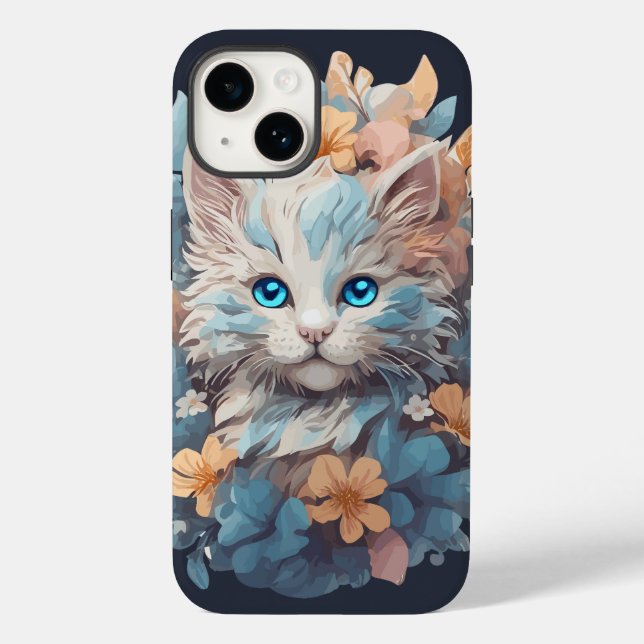 Coques Case-Mate iPhone Aquarelle Cute Florale Chat Splash (Verso)