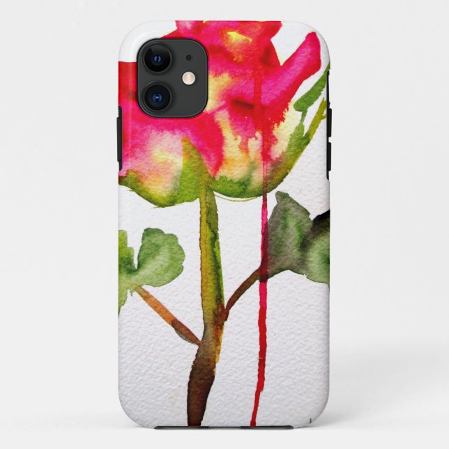 Coques Case-Mate iPhone aquarelle d'art floral moderne de rose thé hybride (Dos)