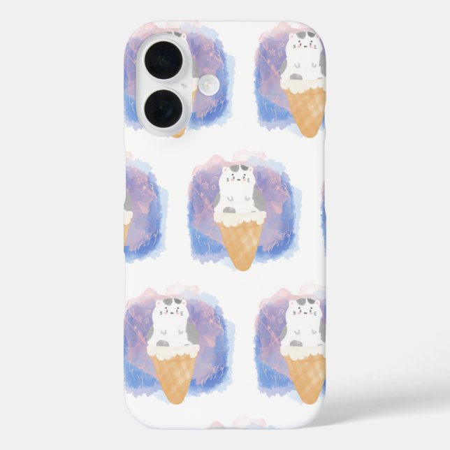 Coques Case-Mate iPhone aquarelle de chat crème glacée (Verso)