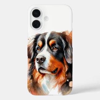 Coque Pour iPhone 16 Aquarelle de chien de montagne bernois
