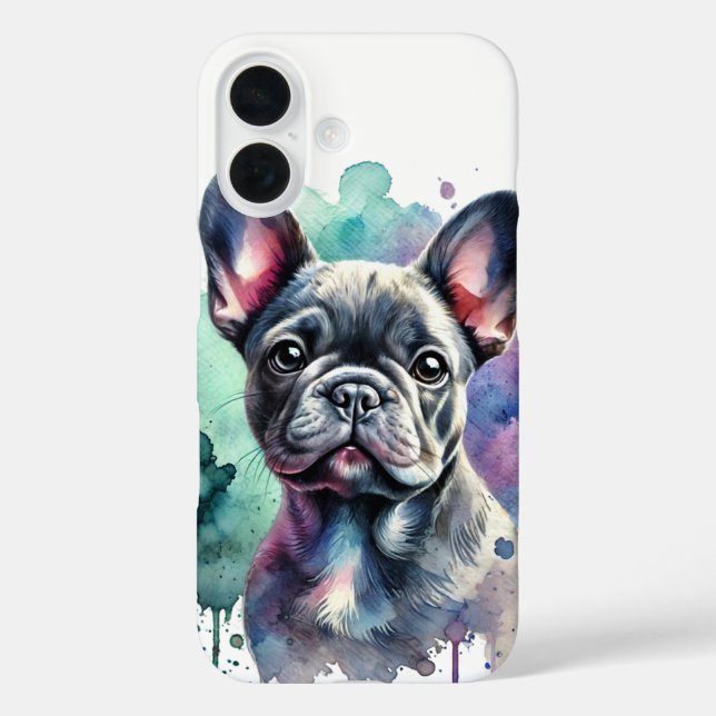 Coques Case-Mate iPhone Aquarelle de chien taureau français (Verso)