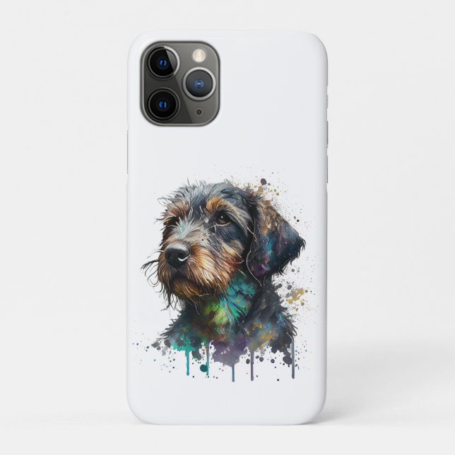 Coques Case-Mate iPhone Aquarelle de chiot à poils durs Dachshund (Dos)