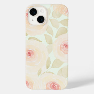 Coque Case-Mate iPhone Aquarelle de couleur verte et rose chic Sage