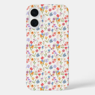 Coque Pour iPhone 16 Aquarelle de fleur sauvage bleue violette