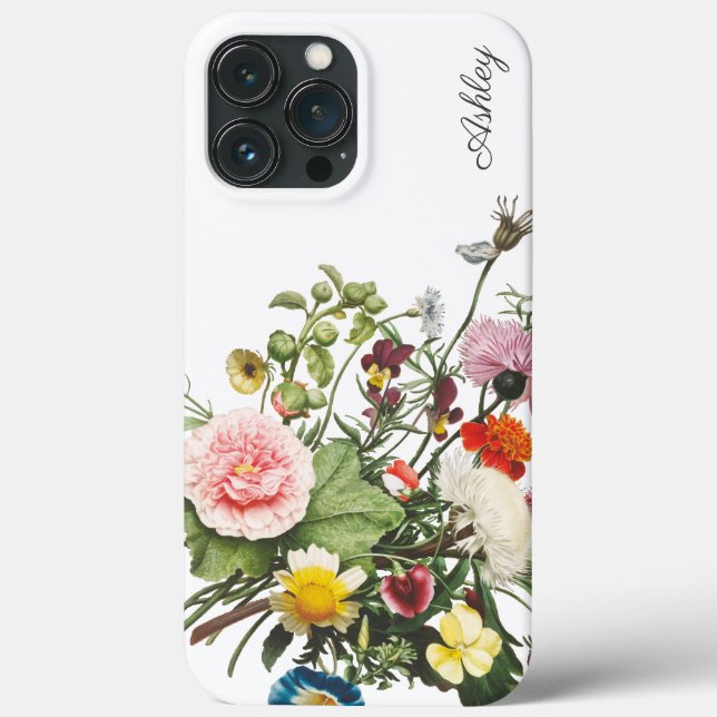 Coques Case-Mate iPhone Aquarelle de fleurs botaniques NOM PERSONNALISÉ (Verso)