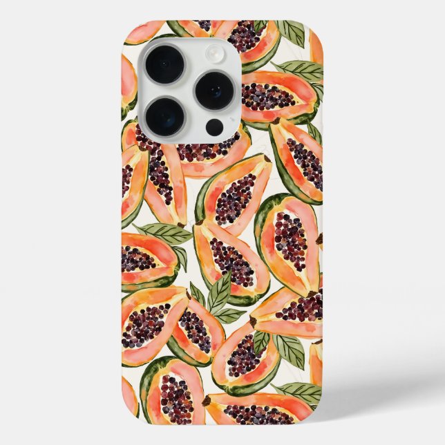 Coques Case-Mate iPhone Aquarelle de fruits de papaye (Verso)