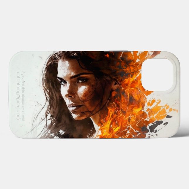 Coques Case-Mate iPhone Aquarelle de la femme de Fire Portrait (Verso (horizontal))