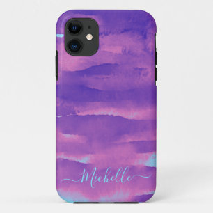 Case-Mate iPhone Case Aquarelle de néon rose violet Abstrait