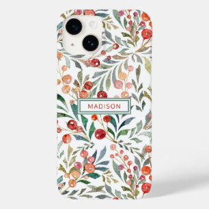 Coque Case-Mate iPhone Aquarelle de Noël Floral Personnalisé