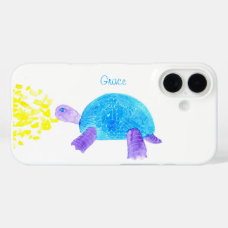 Coque Pour iPhone 16 Aquarelle de petite tortue souriante