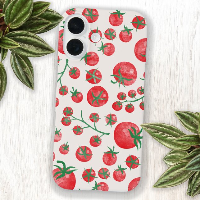 Coques Case-Mate iPhone Aquarelle de tomate Motif d'été méditerranéen (Fun Mediterranean summer watercolor tomato pattern cell phone cover)
