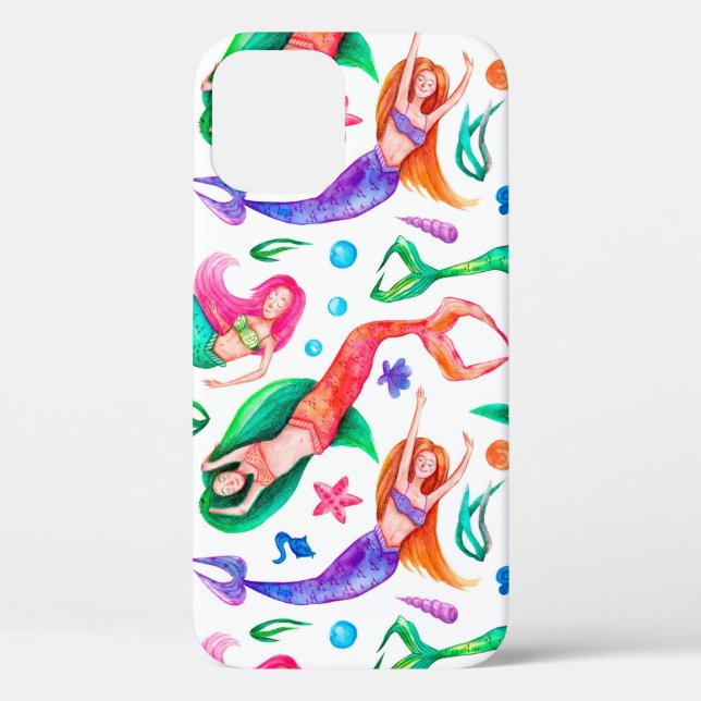 Coques Case-Mate iPhone Aquarelle des sirènes : Motif océanique sans trans (Verso)