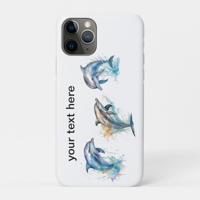 Coques Case-Mate iPhone Aquarelle Dolphin Trio, personnalisée (Dos)
