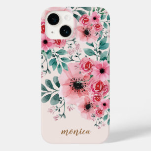 Coque Case-Mate iPhone Aquarelle douce et élégante Monogramme Floral