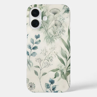 Coque Pour iPhone 16 Aquarelle douce Motif botanique