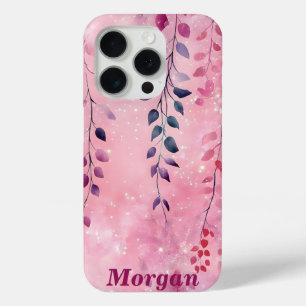 Coque Case-Mate iPhone Aquarelle Élégante Vignes avec Arrière - plan rose