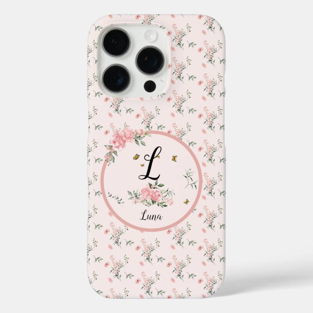 Coques Case-Mate iPhone Aquarelle Élégantes Roses Roses avec Papillons (Verso)