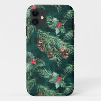 Aquarelle Épinette de Noël aux cônes