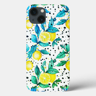 Case-Mate iPhone Case aquarelle esquissée détaillée de feuilles bleus, c
