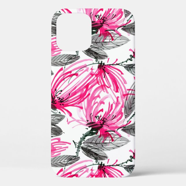 Coques Case-Mate iPhone Aquarelle et encre illustration de fleur rouge ave (Verso)