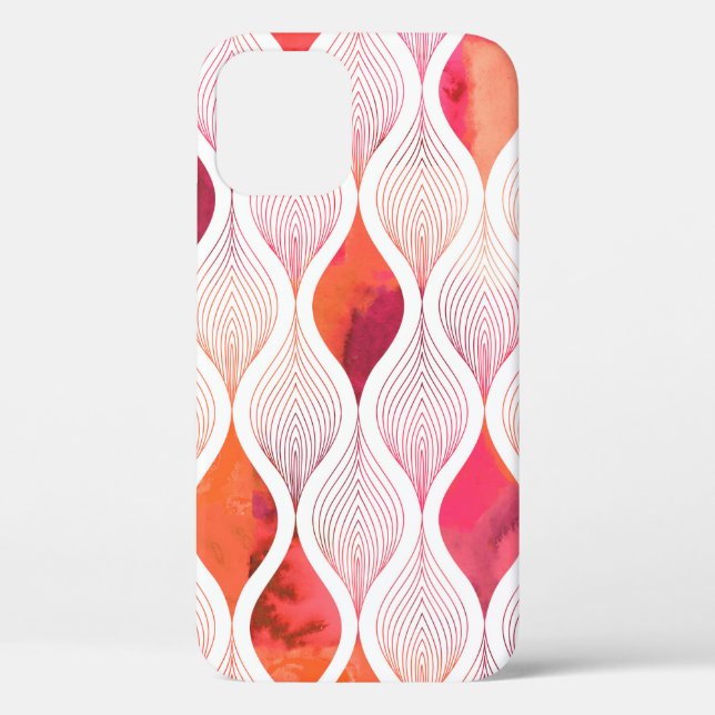 Coques Case-Mate iPhone Aquarelle feuille texture répéter motif moderne  (Verso)