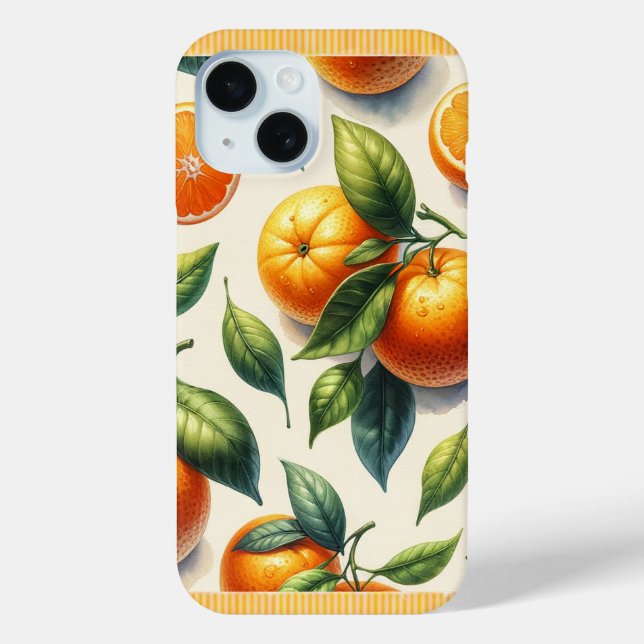 Coques Case-Mate iPhone Aquarelle Feuilles d'Orange Citronnées Mariage (Verso)