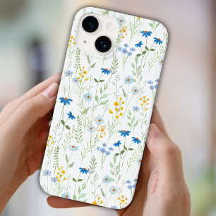 Coque Case-Mate iPhone Aquarelle Fleur Sauvage Bleu Jaune