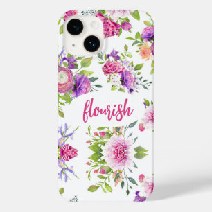 Coque Case-Mate iPhone Aquarelle fleurie rose violet élégant