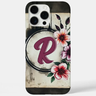 Coque iPhone 16 Pro Max Aquarelle Fleurs désistées Chic Messy Monogramme