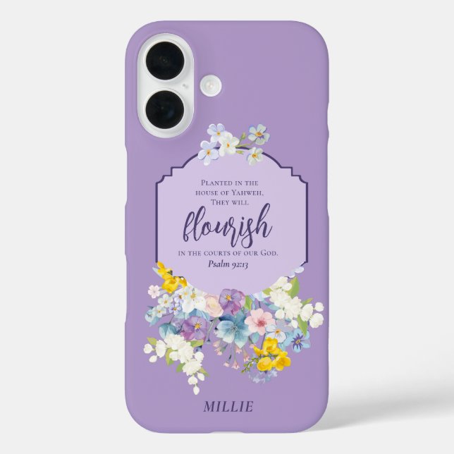 Coques Case-Mate iPhone Aquarelle Fleurs Écriture Verse Personnalisé (Verso)
