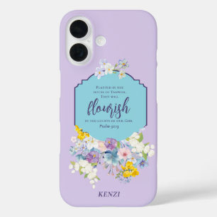 Coque Pour iPhone 16 Aquarelle Fleurs Écriture Verse Personnalisé